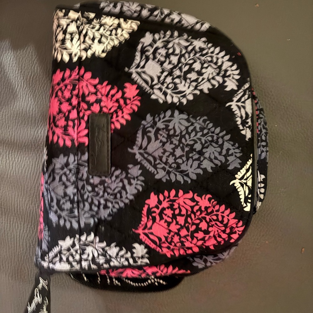 Vera Bradley Black and Pink Floral travel jewelry case